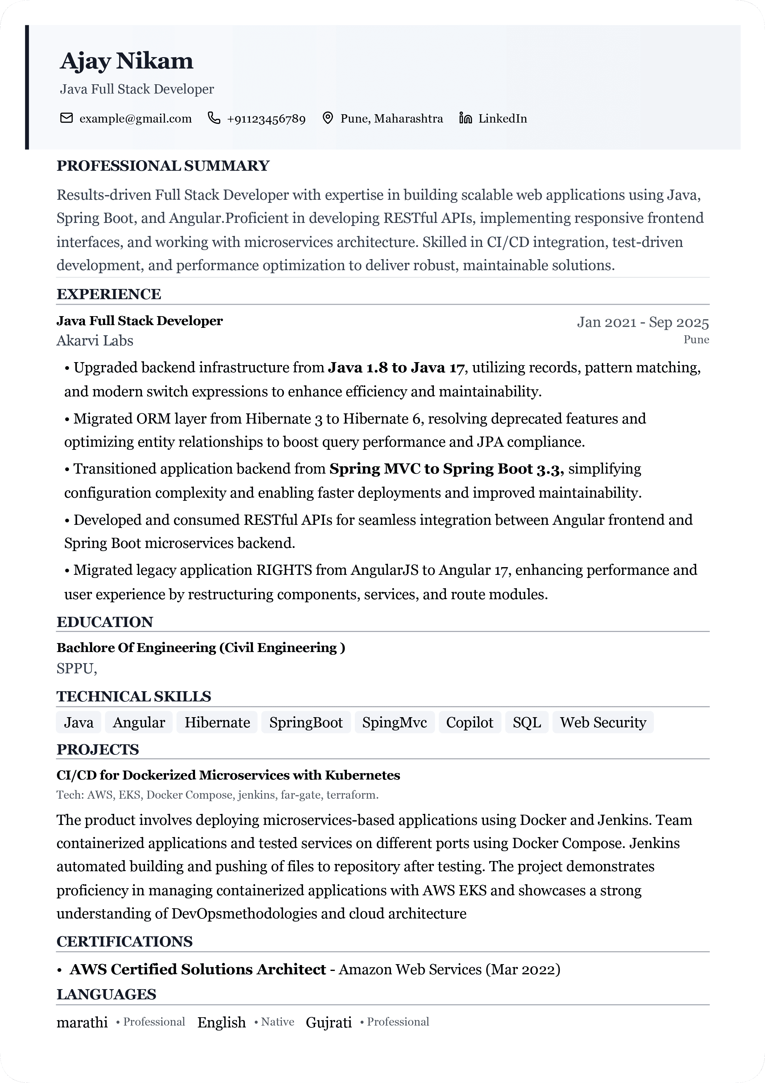 Resume Template 1
