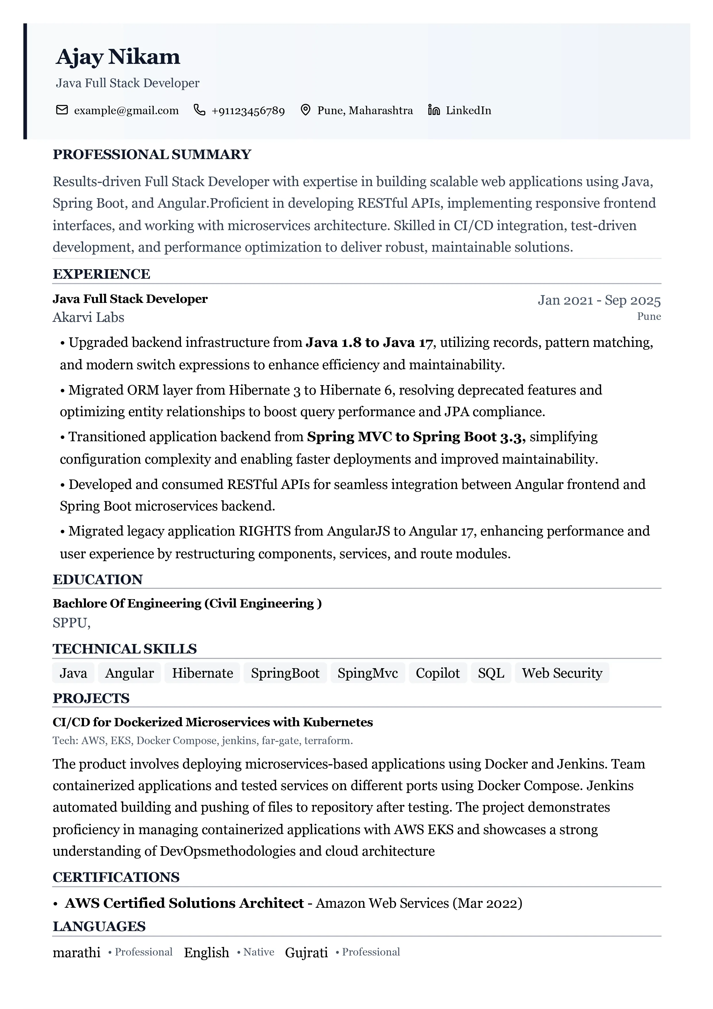 Resume Template 1