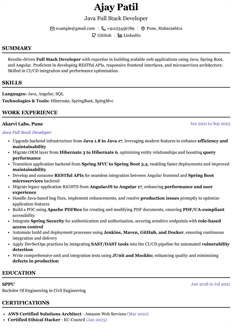 Minimal Clean Resume Template
