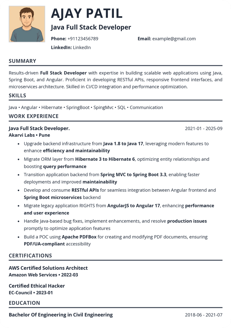 Benjamin Shah Resume Template - Professional with Photo