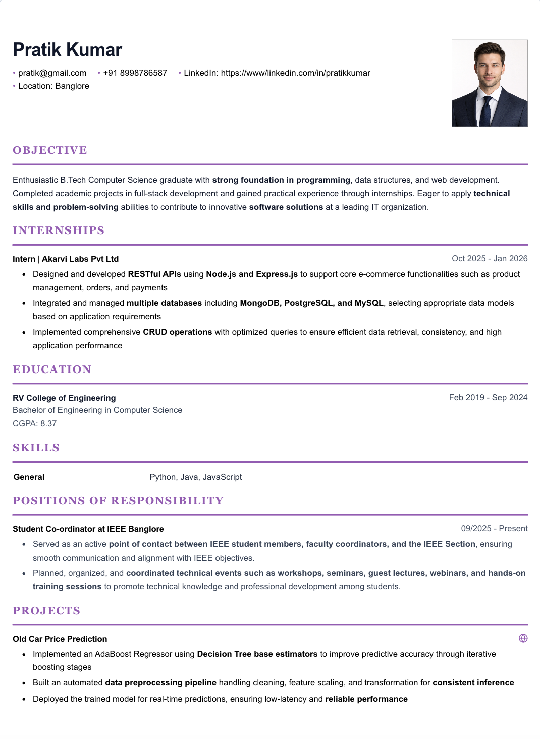 Deloitte Resume Template