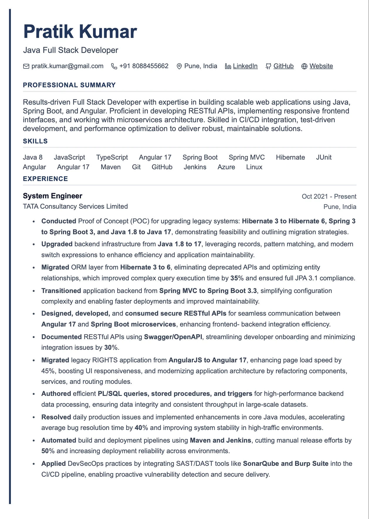 Accenture Resume Template