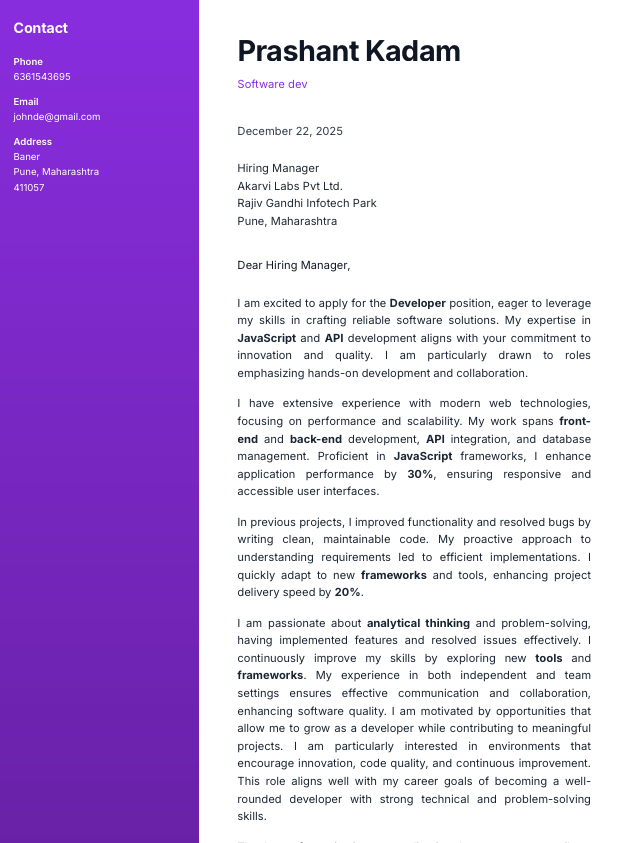Creative Bold Cover Letter Template